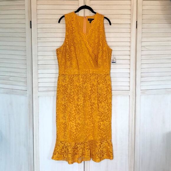 NEW - THALIA SODI Sleeveless Floral Lace Dress/Mango/XL - Picture 1 of 5